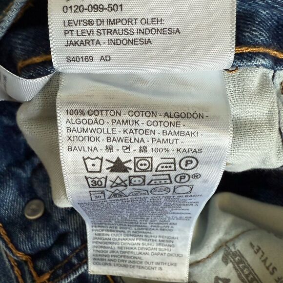 Levis 505 Jeans Straight Leg 100% cotton Red Tab Mens 30 X 29 Dark Stonewash - Picture 5 of 8